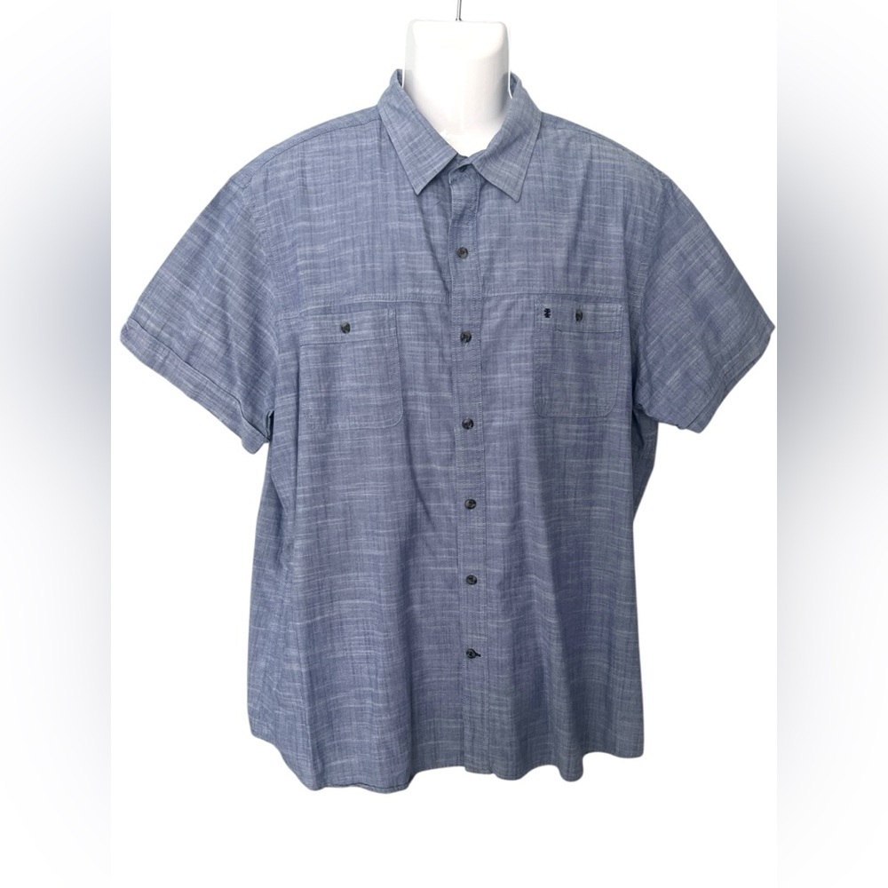 Izod Blue Casual Button Down Shirt with Relaxed Fit- XXL